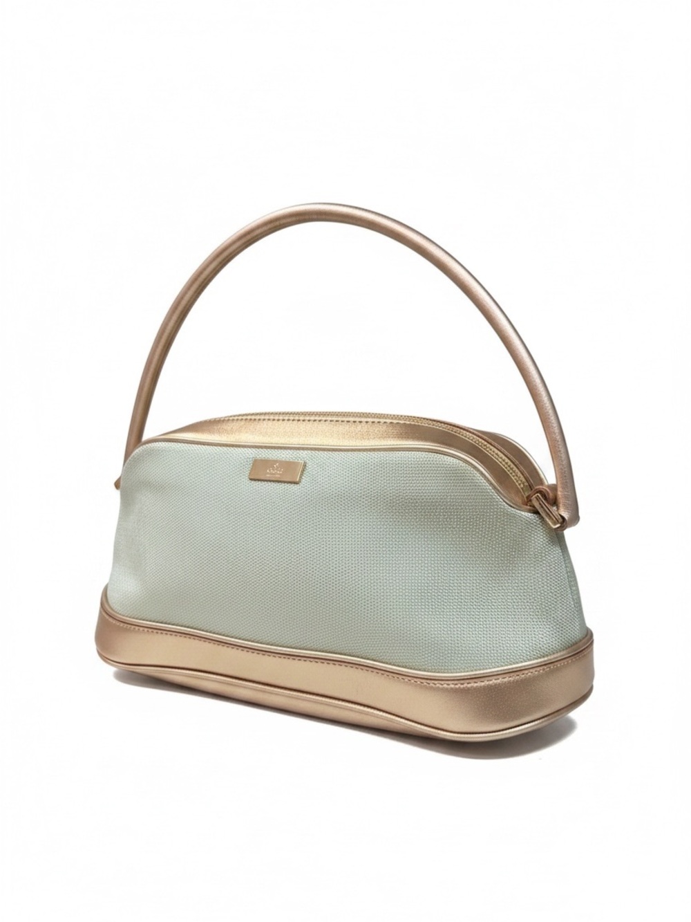 🇺🇸Authentic Gucci Vintage Mini Hobo Bag Aqua & Champagne Metallic Y2K Made Italy
